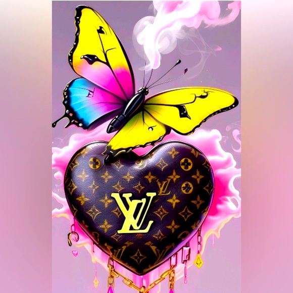 NWT 20x30 Poster print -Black and Yellow Heart Bag with 🦋Modern wall decor